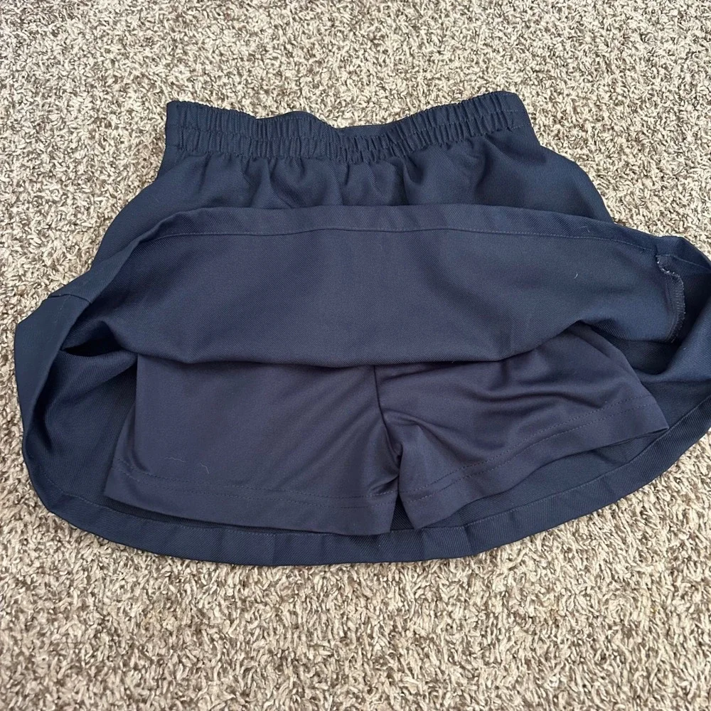 IZOD Approved School Uniform Pleated Skort Skirt Girls 8 Navy Blue Elastic Waist